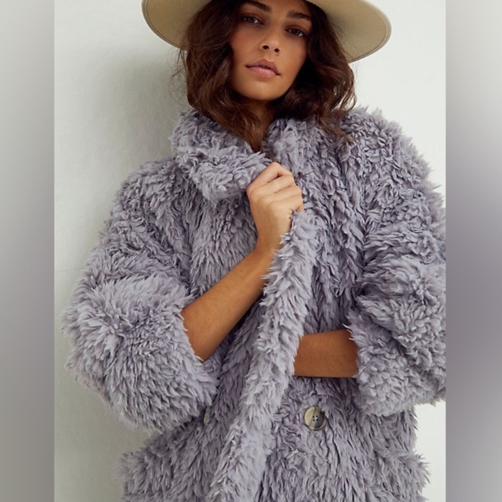 Free People Soft Gray Teddy Jacket